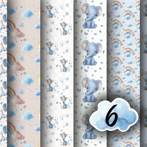 Digital Paper Baby Boy Nursery 6 x A2 Digital Paper Pack Patterns Bookcovers Scrapbooking Collage and More - instant download commercial use