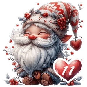 Ensemble de 11 cliparts Saint-Valentin gnomes et gonks mignons Saint-Valentin gonks fond Transparent usage commercial - images XXL PNG