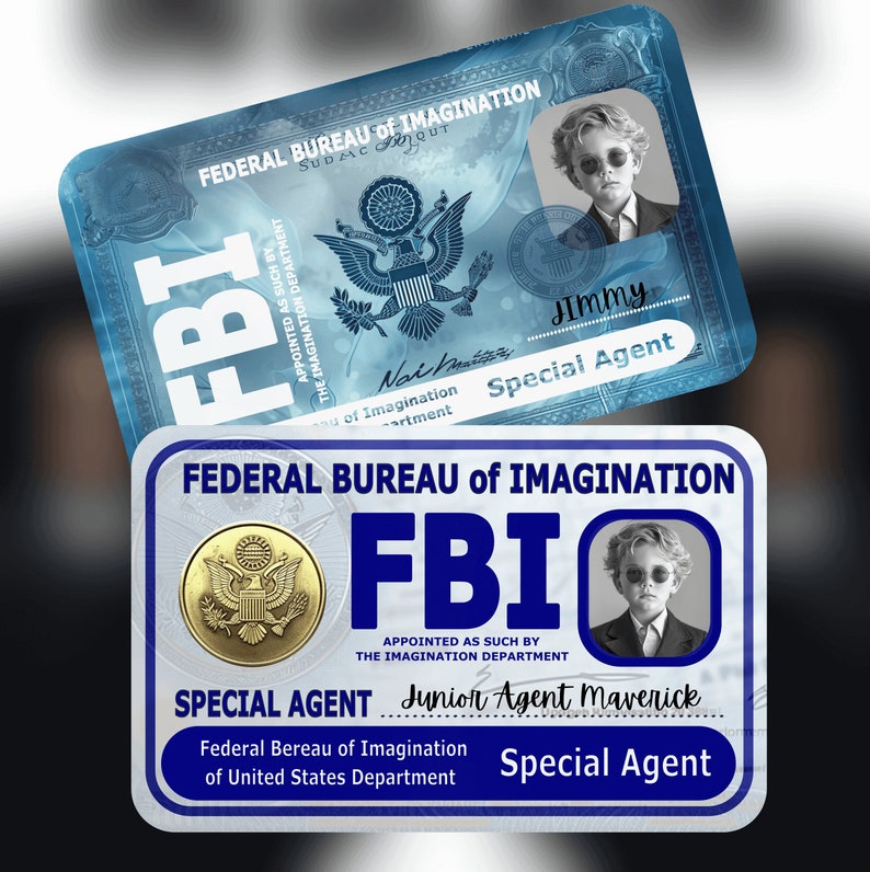 9 Printable Cosplay FBI Badge Editable FBI Badge for Kids 9 PNG Instant ...