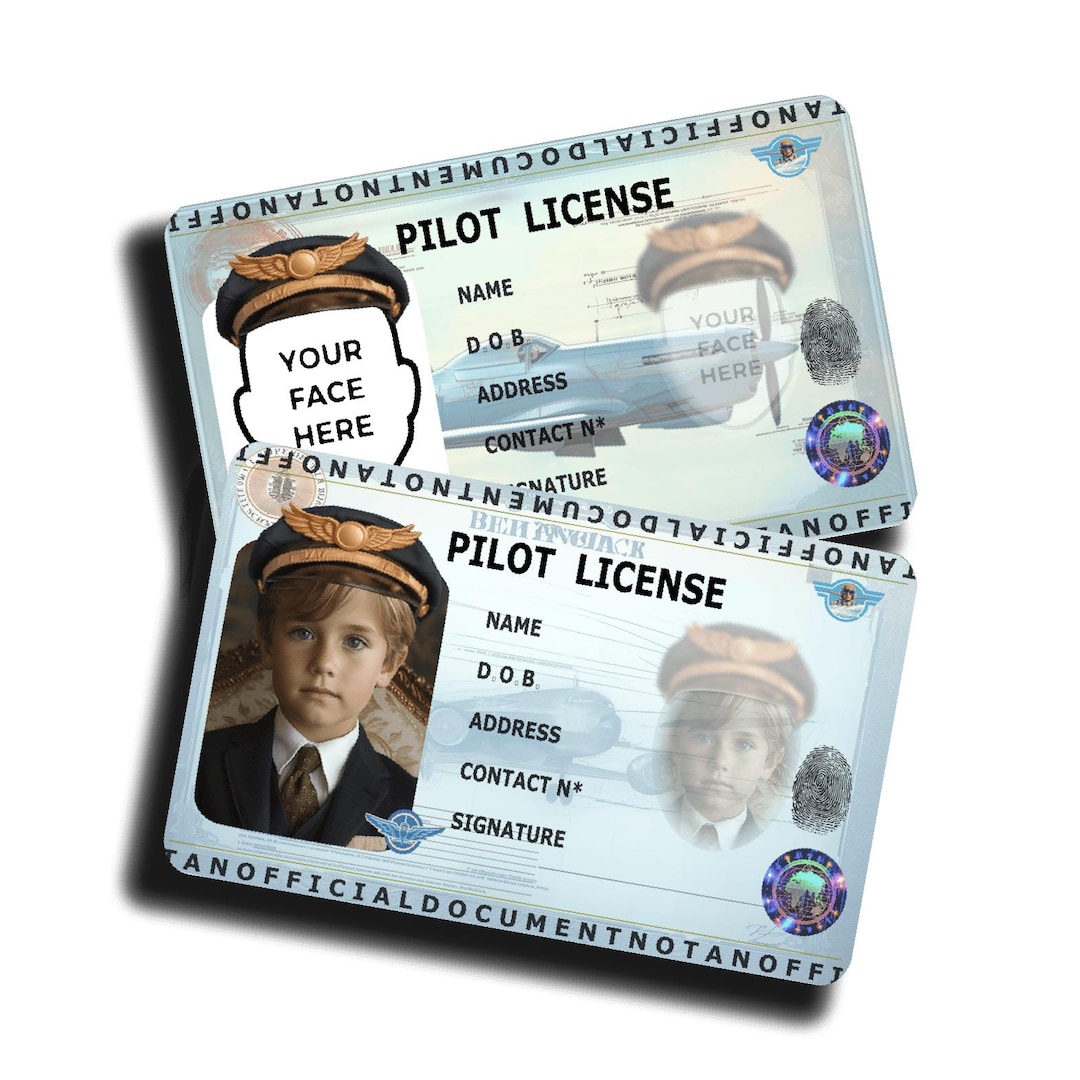 Editable Child Pilot License Template: 9 PNG Files + FREE Fast Edit ...