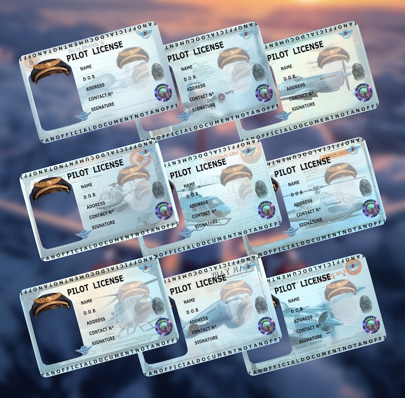 Pilot License 9 Printable Cosplay Pilot License Editable 9 PNG Instant