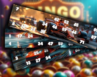 Racing Cars Bingo Cards - Download Print and Play Bingo Single Cards x 50! Print n Play - Instant Download - Commercial use