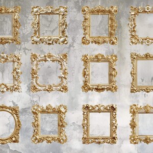 COLLECTION OF GOLD AND WHITE VICTORIAN PNG DIGITAL FRAMES