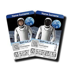 Personalised SpaceX Astronaut 6 Printable Cosplay ID Editable 6 Png Instant Download - Printable Badge Template Party Sticker Commercial Use