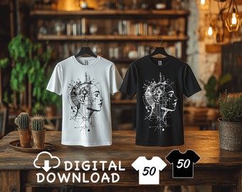 100 geometrische Tattoo T-Shirt Designs: Sublimation PNG Bundle (digitaler Download)