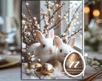 Bunny Easter Postcard Templates - Commercial Use (Downloadable JPG + Clipart