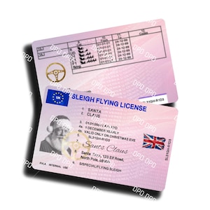 Weihnachtsmann Führerschein Flugführerschein UK Lizenz CosPlay Santas Lizenz UK Flugführerschein Frohe Weihnachten KeepSake Bearbeitbar SVG