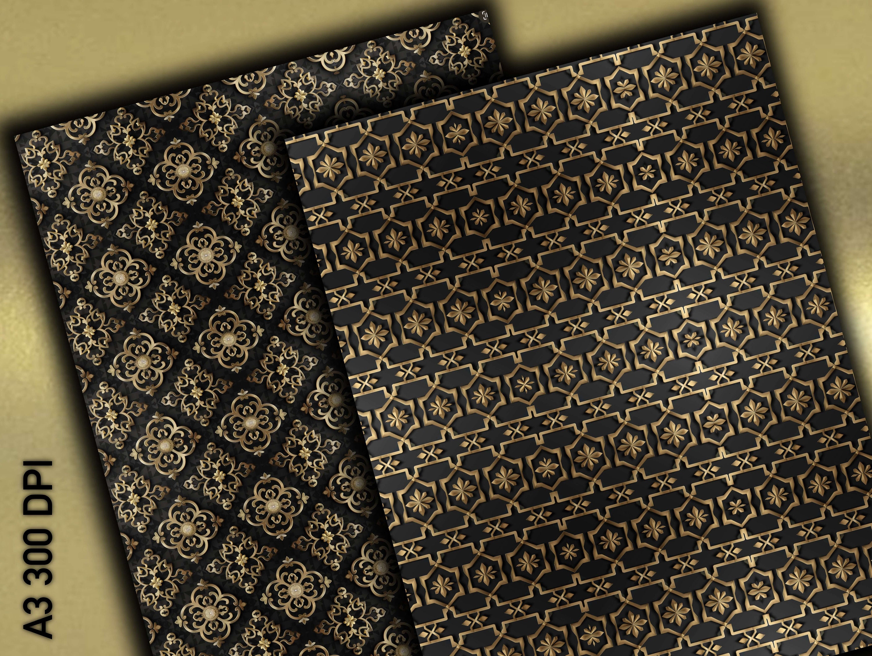 Luxury Golden Patterns: Seamless A3 Digital Paper Set (digital Download ...