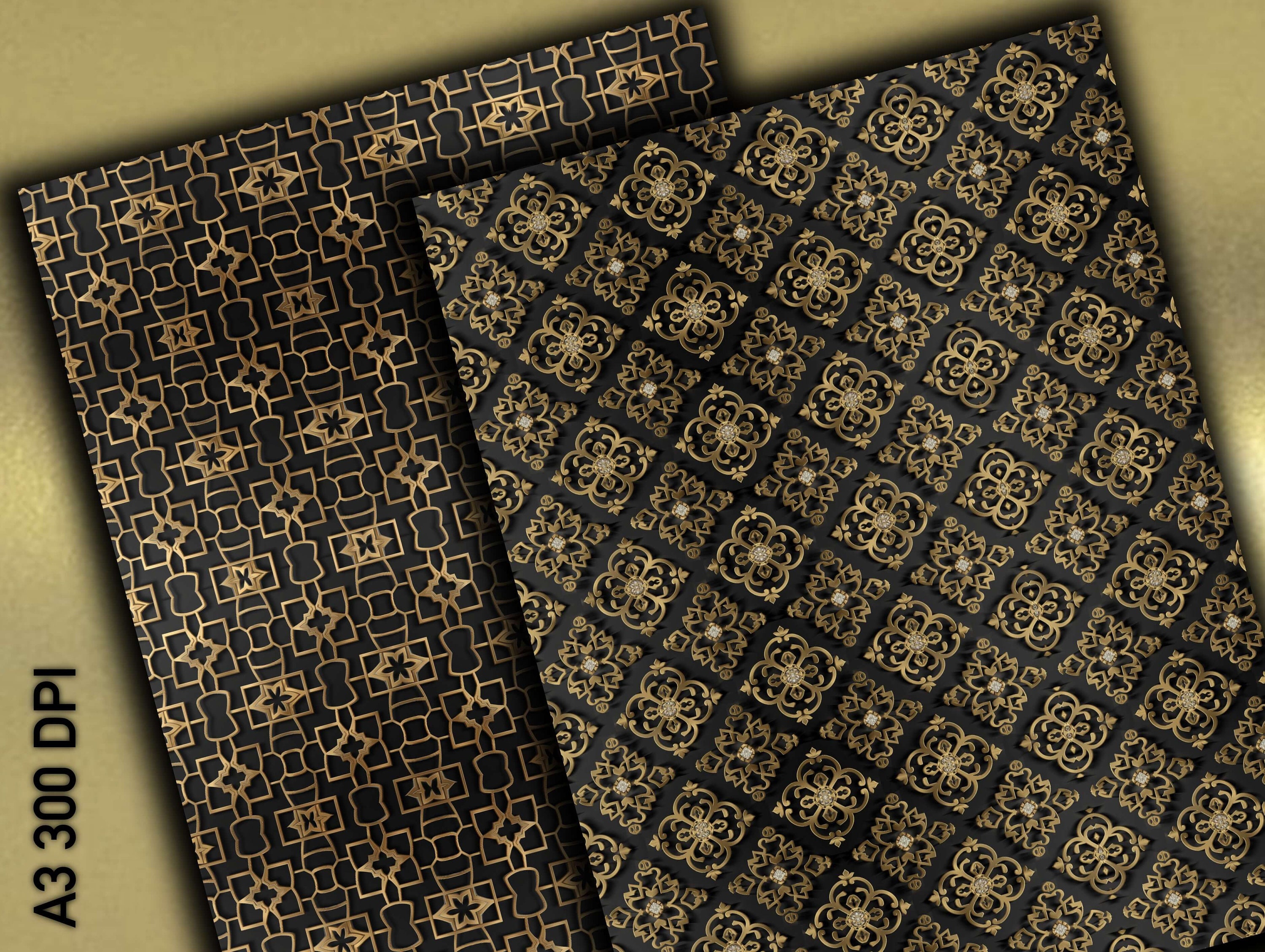 Luxury Golden Patterns: Seamless A3 Digital Paper Set (digital Download ...