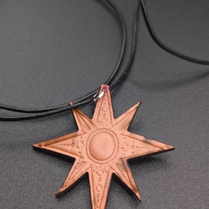 Handcrafted Leather Necklace with North Star and Celestial Pendant, Elegant Star Jewelry, Polaris Inspired Gift for Women or Her