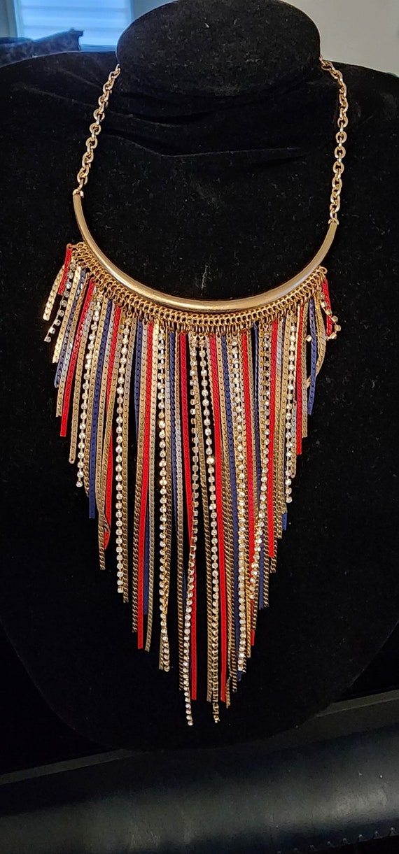 Charming Charlie Goldtone chain fringe choker neck