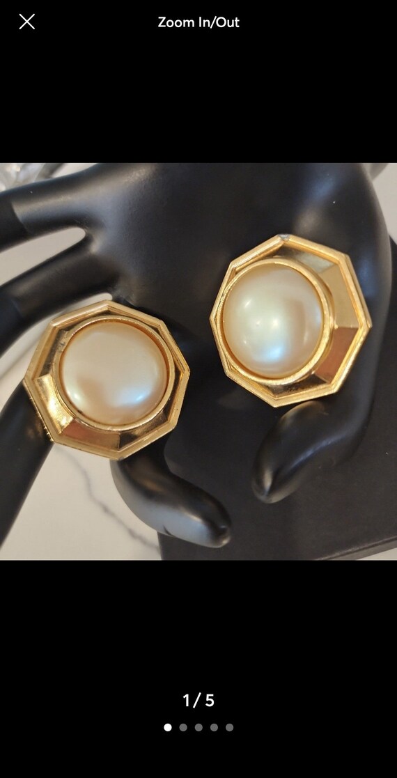 YSL oversize gold-plated faux pearl clip on earrin