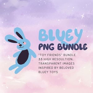 Bluey Toys Zeichen PNG-Bundle | 33 Transparente hochwertige Bilder | Floppy, Chattermax, Bilby + Mehr | DIY Kit Basteldateien für Cricut