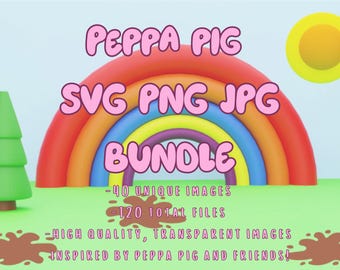 Op Peppa Pig geïnspireerde clipartbundel (SVG, PNG, JPG)