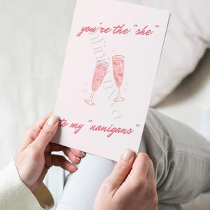 Best Friend Card | Funny Best Friend Card | She-Nanigans Card | Digital Download | Champagne Cheers | BFF Gift