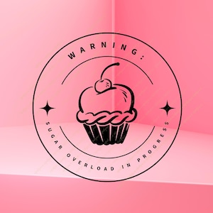 Warnung: Zuckerüberladung SVG | Lustige Kinder Cupcake Schnittdatei | Cricut & Silhouette Digital Design