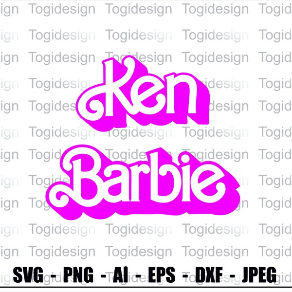 Barb and ken Svg , SVG, Princess Silhouette, pink doll Svg, Girl Svg, Sticker Clipart png, ai, eps, jpg digital download.