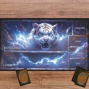 Thunder Tiger Playmat, MTG Playmat With Zones, Fantasy Playmat, Lightning Playmat, Wow Playmat, Magic The Gathering Playmat