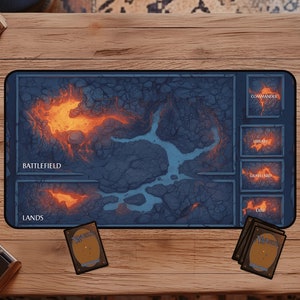 Mata do gry Lava Dungeon ze strefami, Mata do gry MTG, Mata do gry MTG ze strefami, Mata do gry Fantasy do gry Magic The Gathering, Mata na biurko Fantasy MTG