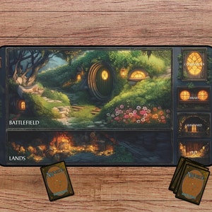 The Shire inspirierte Playmat, LOTR Playmat, Fantasy Playmat, Mittelerde Playmat, MTG Playmat mit Bereiche, Magic the Gathering Playmat