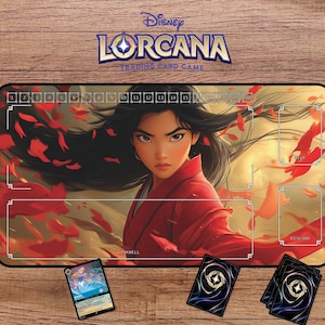 Mulan Lorcana Playmat - TCG Playmat With Mulan, Disney Lorcana Playmat, Lorcana Playmat With Zones, Mulan Playmat