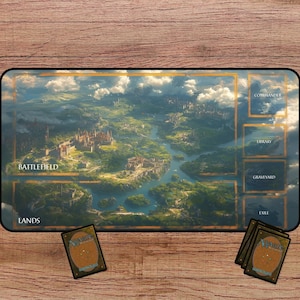 Epic Kingdom Playmat With Zones, MTG Playmat With Zones, TCG Playmat, Fantasy Playmat for MTG