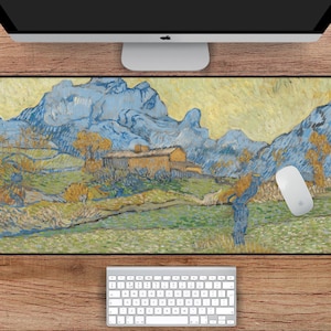 Van Gogh Farmland Desk Mat, Vincent van Gogh Desk Mat - Wheat Fields Cottagecore Art, Extra Large Cottagecore Mouse Pad, Van Gogh Print