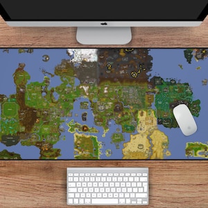 Tapete de mesa runescape da velha escola, tapete de mesa de mapa de runescape, tapete de mesa osrs, almofada de mesa de jogos, mousepad runescape da velha escola