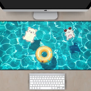 Kawaii Pool Desk Mat, Pool Cartoon Desk Mat, Cute Anime Desk Mat, Cute Pool Mouse Pad, Large Mousepad, Gaming Desk Mat