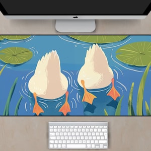 Alfombrilla de escritorio Funny Duck Bums - Alfombrilla de escritorio de pato de dibujos animados Kawaii, alfombrilla de escritorio peculiar a tope de pato, alfombrilla de ratón de pato divertido, idea de regalo divertida
