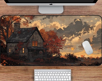 Sunset Cottagecore Desk Mat, Dark Cottagecore Mousepad, Sunset Desk Mat, Nature Desk Mat, Cozy Sunset Desk Mat, Cottagecore Mousepad