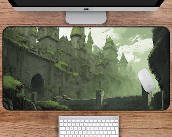 Fantasy Castle Desk Mat, Fantasy Art Desk Mat for Aesthetic Gamers, Large Desk Mat for D&D and MTG Enthusiasts, Fantasy Gaming Desk Mat