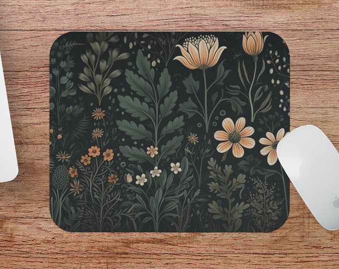 Vintage Cottagecore Floral Mouse Pad, Aesthetic Design for Office and Home, Unique Flower Mousepad for Computer Desk, Flower Mouse Pad