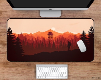 Firewatch Desk Mat or Mousepad, Forest Desk Mat, Gaming Desk Mat, Gamer Desk Mat, Forest Mousepad, Large Mousepad