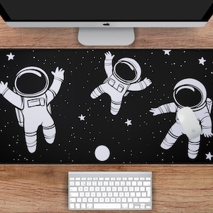 Alfombrilla de escritorio con astronauta en blanco y negro, alfombrilla de ratón espacial, alfombrilla de escritorio con dibujos de astronautas, alfombrilla de ratón con astronauta, alfombrilla de ratón grande, alfombrilla de juego extensible