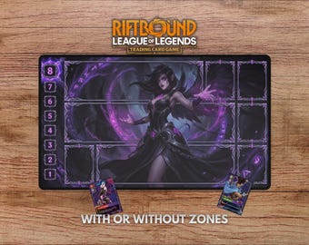 Morgana Playmat - With Themed Zones, Riftbound Playmat With Morgana, Morgana Riftbound Playmat With Zones, Morgana Desk Mat, LoL Playmat