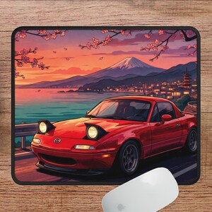Mazda Miata Desk Mat, Red Car Desk Mat, Miata Mousepad, Retro JDM Car Mouse Pad, Japanese Car Desk Mat – Aesthetic Mat for Car Lovers
