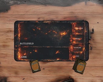 Ash And Flame Playmat, Fire Playmat For Magic the Gathering, MTG Platmat with Zones, Cool Playmat, Dark Fantasy Playmat, Lava Playmat,