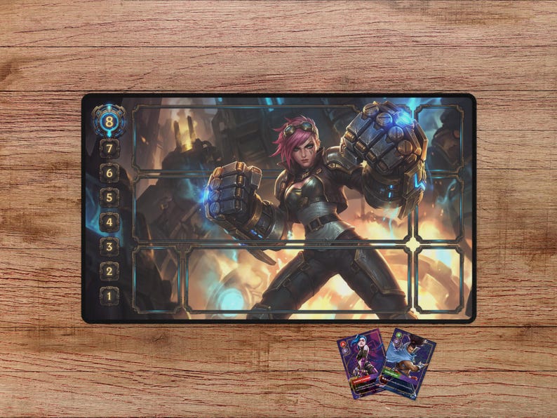 Vi Riftbound Playmat - With Themed Zones, Vi Playmat With Zones, Lol Vi ...