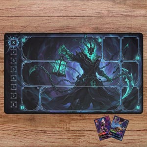 Thresh Riftbound Playmat - With Themed Zones, Thresh Playmat for Riftbound TCG, Thresh Riftbound Mat, LOL Playmat