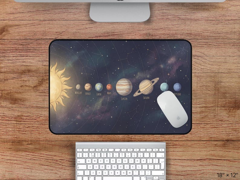 Solor System Desk Solar System Desk Mat, Planet Mousepad, Solar System Desk Mat, Gaming ...