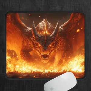 Fire Dragon Desk Mat, Fantasy Dragon Desk Mat, Dragon Mouse Pad, Fantasy Desk Mat, Gaming Desk Mat image 10