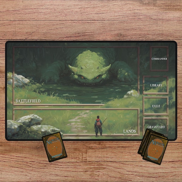 Swamp Monster MTG Playmat with Zones: Dark Fantasy TCG