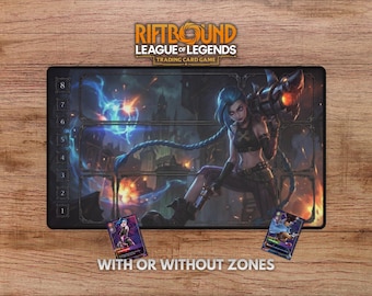 Chaos Jinx Riftbound Playmat - With Themed Zones, Jinx Playmat With Zones, Jinx Riftbound Mat, Arcane Jinx Playmat, Lol Playmat