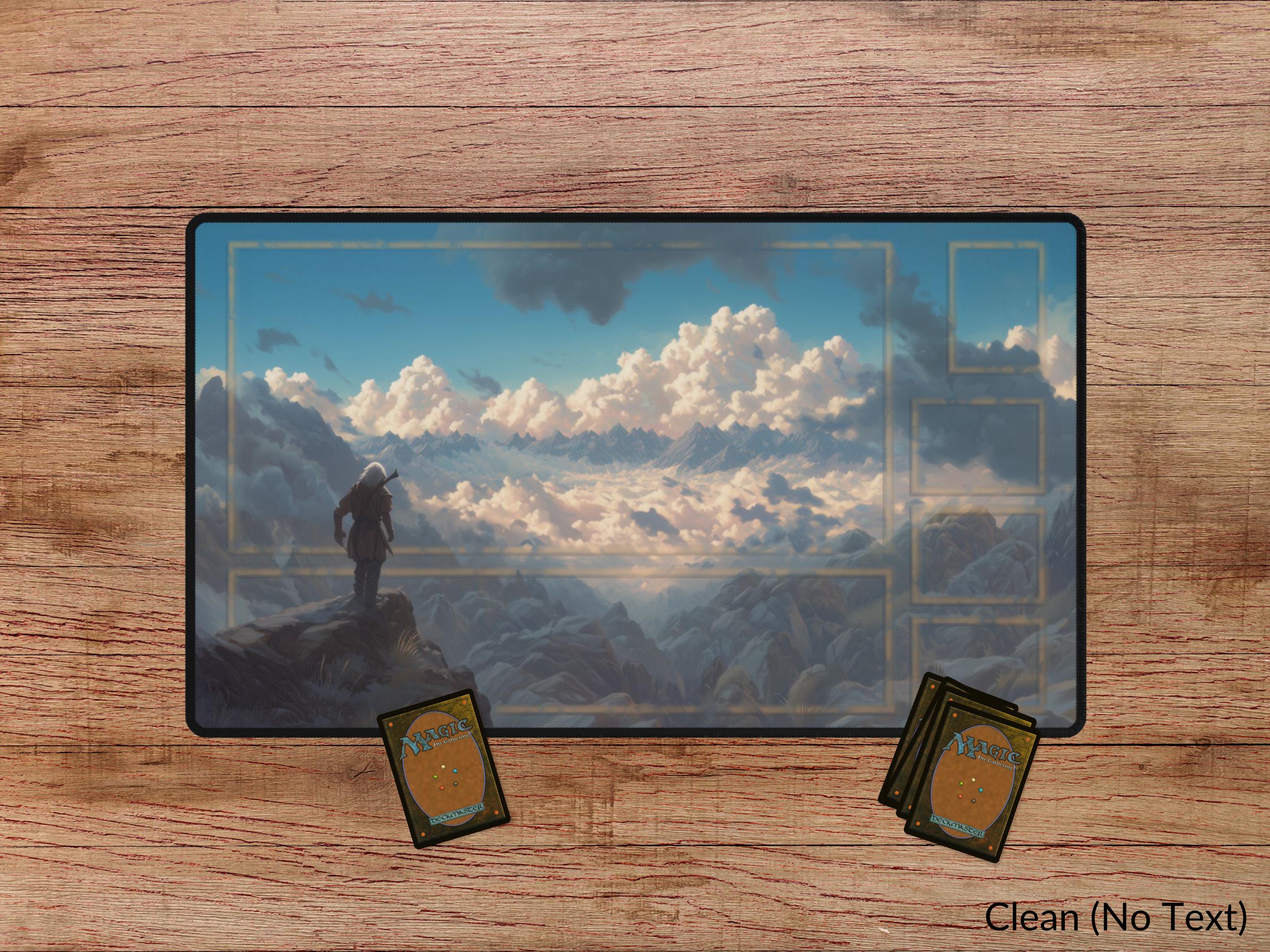 MTG Playmat With Zones – Fantasy Mountain Landscape | Commander