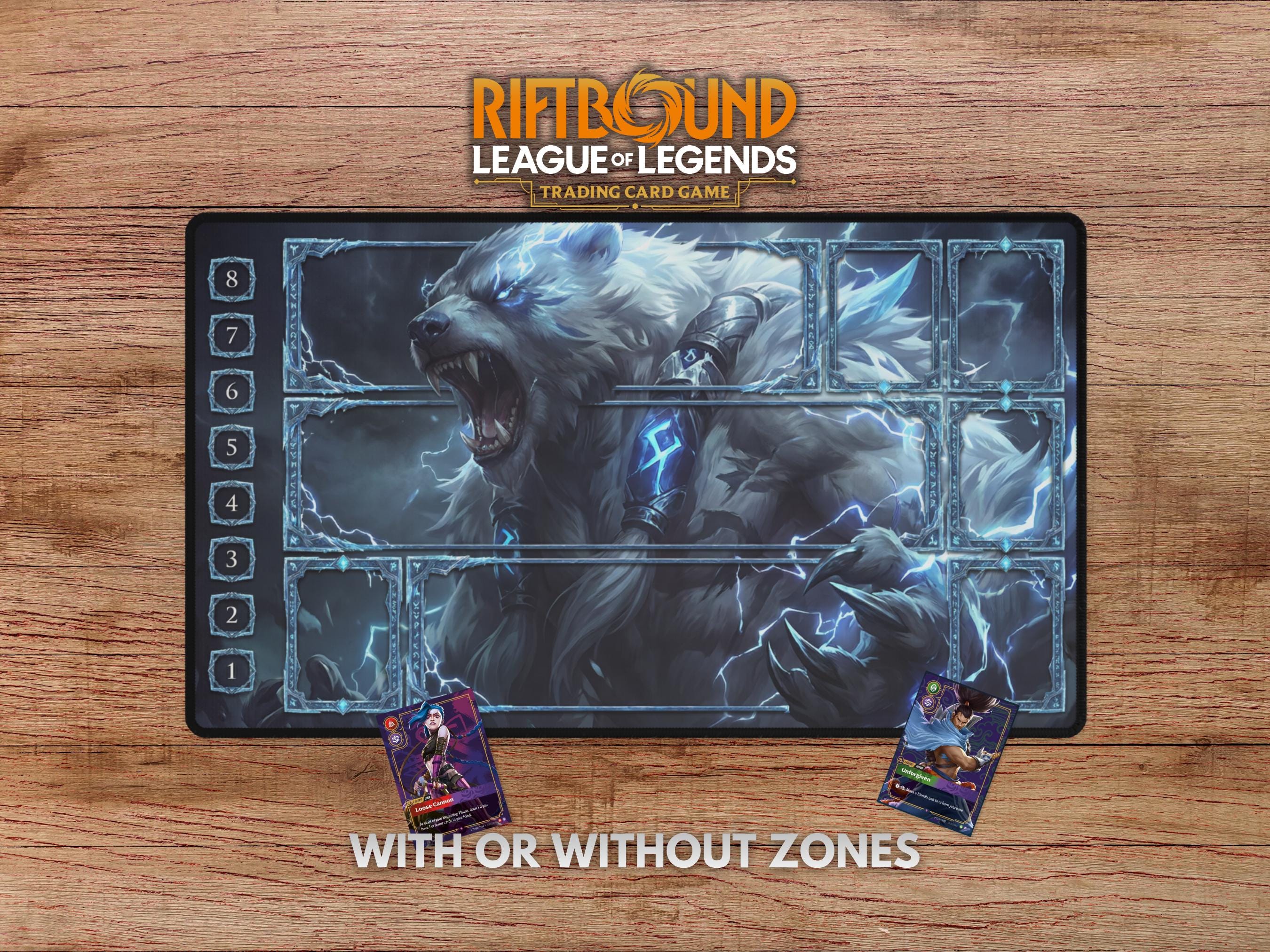 Volibear Playmat - With Themed Zones, Riftbound Trading Card Game, Lol ...