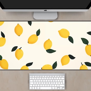 Lemon Desk Mat, Lemon Decor, Lemon Pattern Desk Mat, Lemon Mousepad, Lemon Office Decor