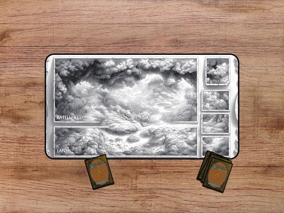 Black and White Forest Playmat, Fantasy Forest Playmat, MTG