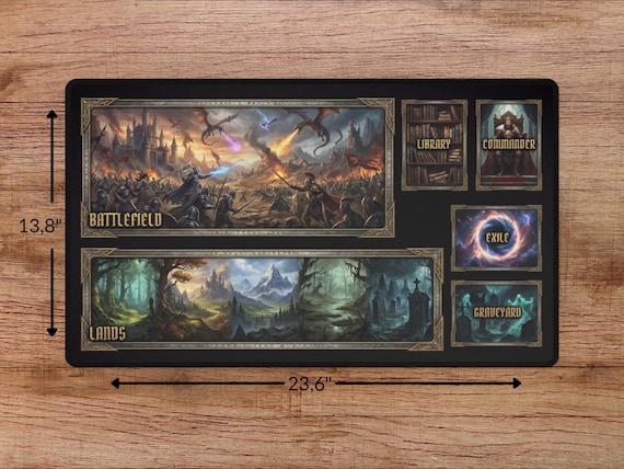 MTG プレイマット2枚セット Zoned MTG Playmat - Fantasy Playmat With Zones, TCG Playmat, Magic