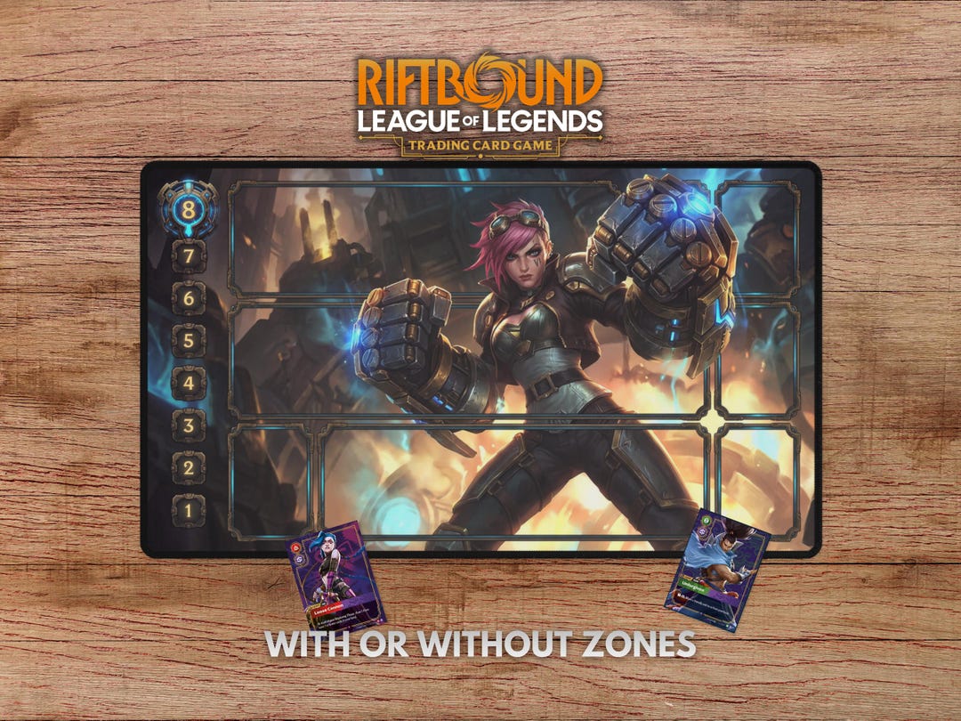 Vi Riftbound Playmat - With Themed Zones, Vi Playmat With Zones, Lol Vi ...